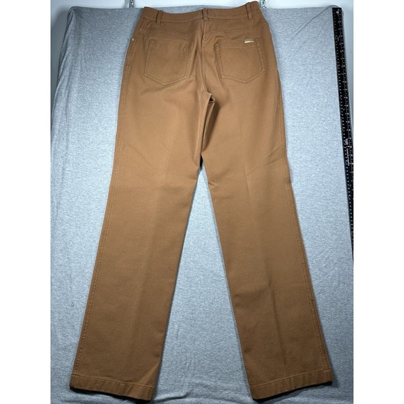St John Sport Pants Womens Sz 6 Flat Front Pockets Brown‎ By Marie Gray Zip - Picture 2 of 6